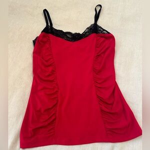 Cache’ Camisole Top Red with Black Lace M